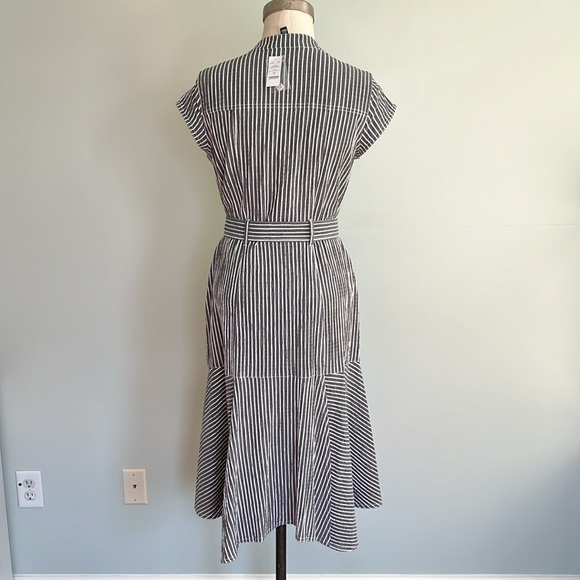 White House Black Market Gray and White Striped Utility Midi Dress - Picture 6 of 16